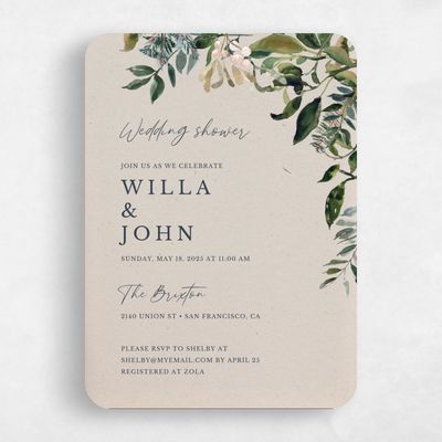 Beige Rounded Wedding Wedding Shower Invitation - Buxton Classic