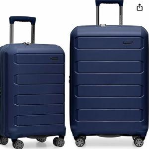 Traveler's Choice Pagosa Indestructible Hardshell Expandable Spinner Luggage, Navy, 2 Piece Set