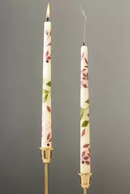 Handpainted Harvest Taper Candles, Set of 2