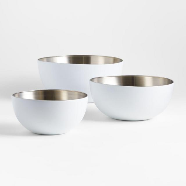 Nera Matte White Stainless Mixing Bowls, Set of 3