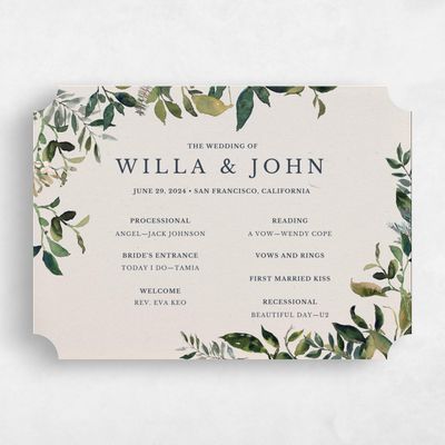 Beige Ticket Wedding Program - Buxton