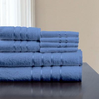 8pc Plush Cotton Bath Towels Sets Blue - Yorkshire Home