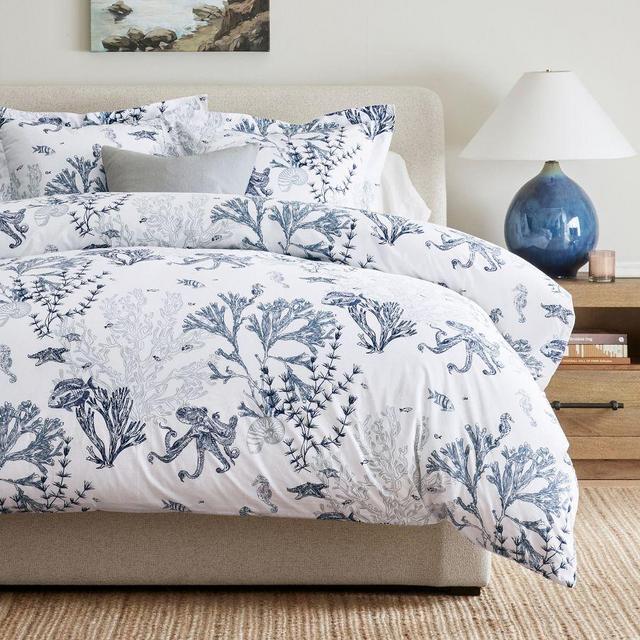 Blue Redondo Percale Duvet Cover, King/Cal. King