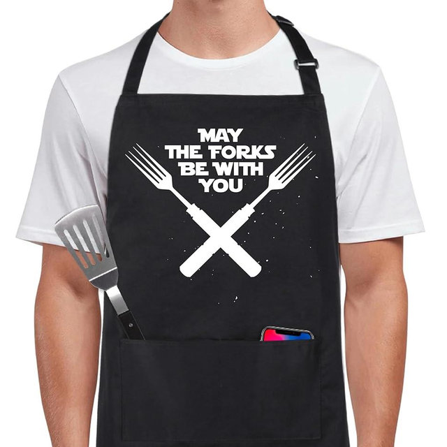 Xornis 100% Cotton Funny Apron for Men Women Adjustable Bib Aprons with 2 Pockets Grill Kitchen Cooking BBQ One Size Fits All