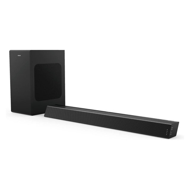 PHILIPS 2.1 Ch Soundbar with Wireless Subwoofer, Dolby Audio, Bluetooth Streaming, HDMI ARC, Multiple Sound Modes, Black