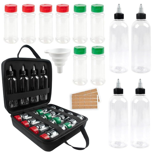 AKOBEARLA Camping Portable Spice Set with 12 Spice Containers Storage Bottle Pepper & Salt Spice Shakers, Separable Storage Bag for Outdoor Travel Camping BBQ Picnic Seasoning Kit Carrying Case