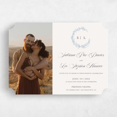 Beige Ticket Wedding Invitation - Goundry Photo