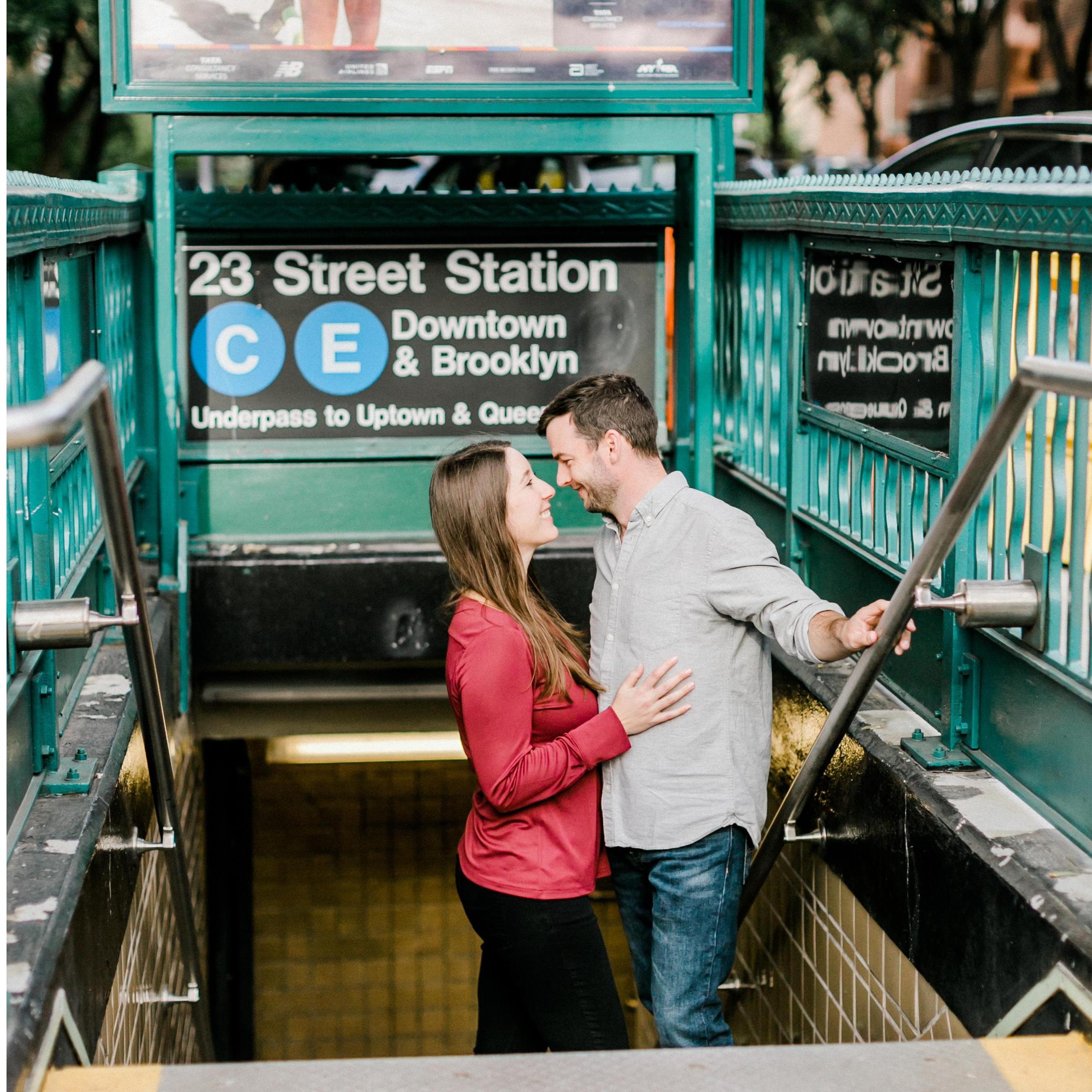 Subway Engagement Photo