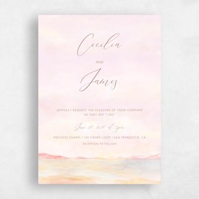 Soft Pink Wedding Invitation - Andalusia Portrait