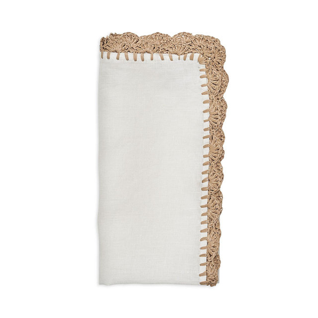 Kim Seybert Shell Edge Napkin in White & Natural