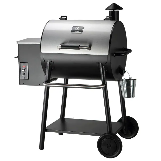 ZPG-550A2E Wood Pellet Grill BBQ Smoker Digital Control - Silver - Z Grills: Electric, 585 sq in Cooking Area