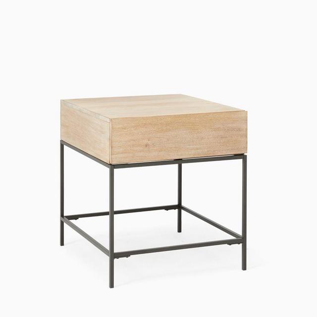 Industrial Storage Collection Cerused White Industrial Storage Side Table