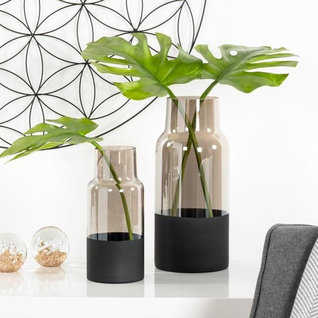 Onyx Base Smoke Glass Vase