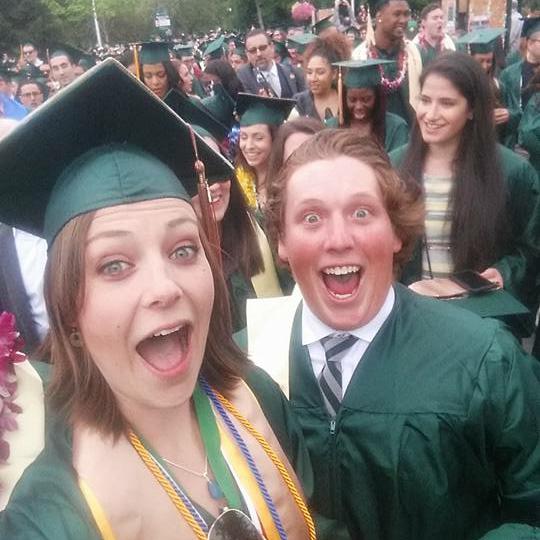 Laura ran into Connor on their graduation day in 2016 and snapped this picture.  Little did they know they would be going on their first date a few years later.
