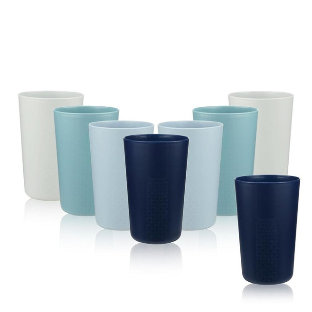 BEWOS 13.5 OZ Plastic Cups Set, 8 PCS Plastic Cups Reusable, Unbreakable Drinking Cups, BPA-Free Plastic Tumblers, Lightweight Stackable Cups, Cups for Kitchen, Dishwasher/Microwave Safe Plastic Cup