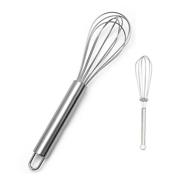 FGKEIUX Whisks for Cooking, 2 Pack Stainless Steel Whisk for Blending, Whisking, Beating and Stirring, Enhanced Version Balloon Wire Whisk Set (5inch+10inch)