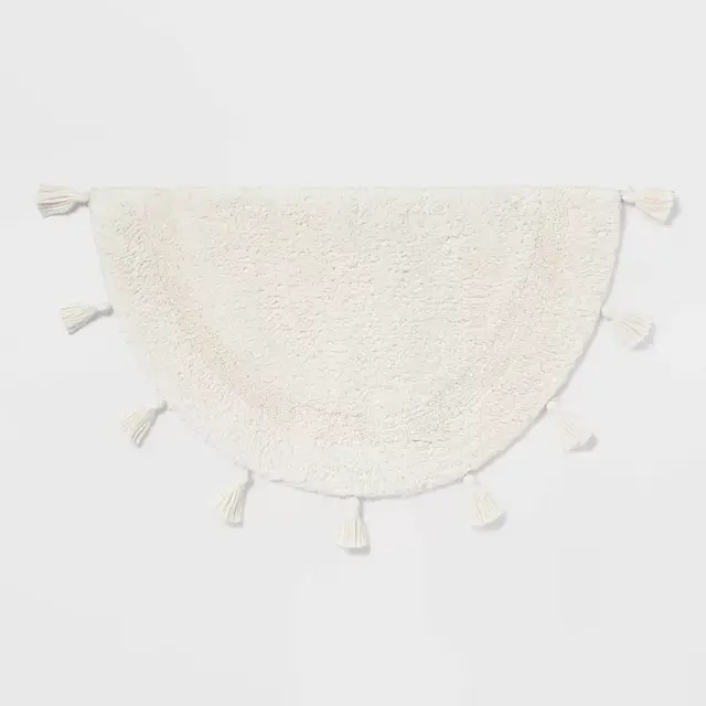 18"x32" Half Moon Bath Rug with Tassels Cream - Threshold™