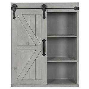 Kate and Laurel - Kate And Laurel Storage Cabinet with Sliding Barn Door in Rustic Grey