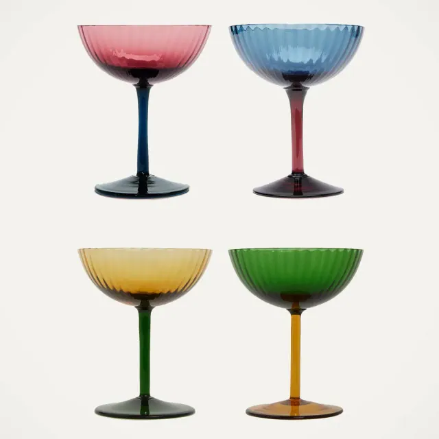 Champagne Coupe Set of 4 Rainbow Mix
