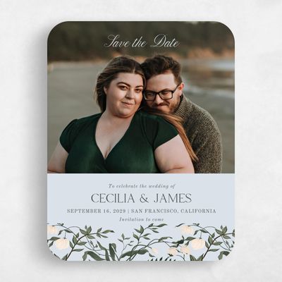Blue Rounded Wedding Save the Date - Oiseau Photo