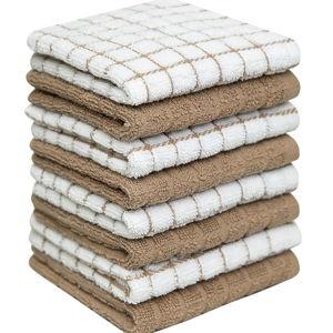 Bumble Dish Cloths (8 Pack) | 12" x 12" | 100% Cotton Kitchen Towels | 405 GSM | Soft, Highly Absorbent & Durable Dish Towels for Kitchen | Tan