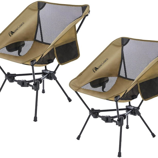 MOON LENCE Portable Camping Chair Backpacking Chair - The 4th Generation Ultralight Folding Chair - Compact, Lightweight Foldable Chairs for Hiking Mountaineering, Beach, 2 Pack