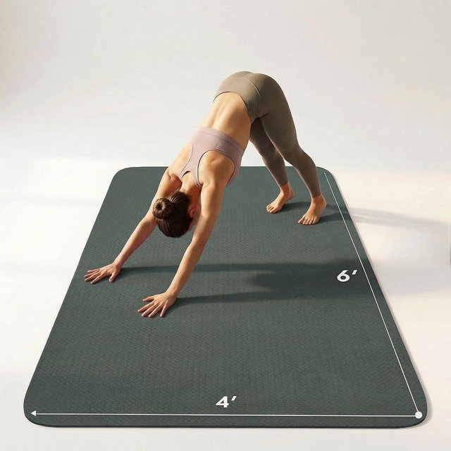 FrenzyBird Large Yoga Mat 6'x 4'（72”x 48”）—1/4" &1/3" Extra Wide Exercise Mat 183cm x 122cm Large Exercise Mat Big Home Yoga Mat Pilates Mat,Non Slip,Thick,TPE Workout Mat,for Women & Men, Yoga, Pilates, Gym and Floor Workouts Pilates