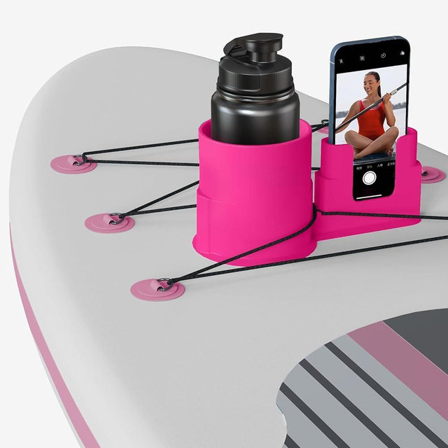iKristin Paddle Board Cup Holder Stand Up 2-in-1 Paddleboard Cup Holder Silicone Prevent Cracking from Sun Exposure for Types of Cup Bottle Drink & Phone
