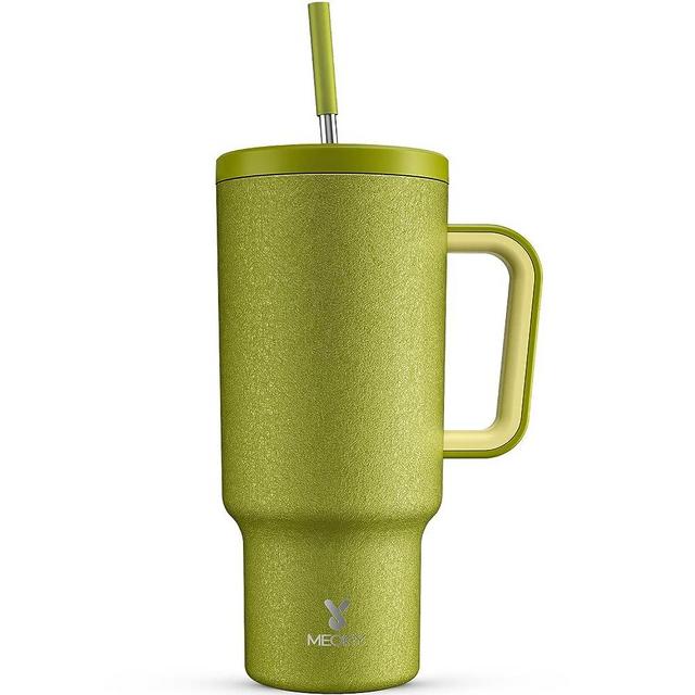 Meoky 40oz Tumbler with Handle, Leak-proof Lid and Straw, Insulated Coffee Mug Stainless Steel Travel Mug, Keeps Cold for 34 Hours or Hot for 10 Hours (Forest)