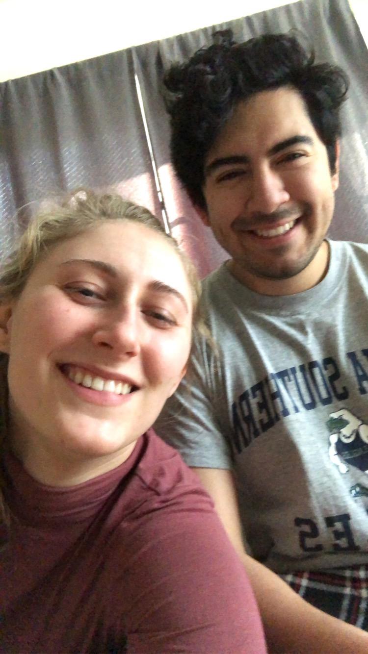Mallory and Esteban goofing around