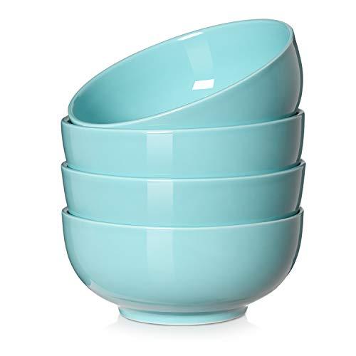 DOWAN 22 Ounces Porcelain Soup Bowls, Cereal Bowls, 4 Packs, Turquoise