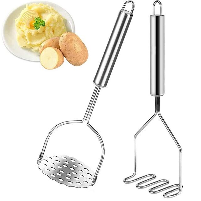 Tefrey 2 Pack Potato Masher, Heavy Duty Stainless Steel Potato Masher Kitchen Tool For Avocado, Mashed Potatoes, Beans, Vegetables etc.