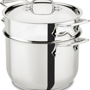 All-Clad E414S6 Stainless Steel Pasta Pot and Insert Cookware, 6-Quart, Silver
