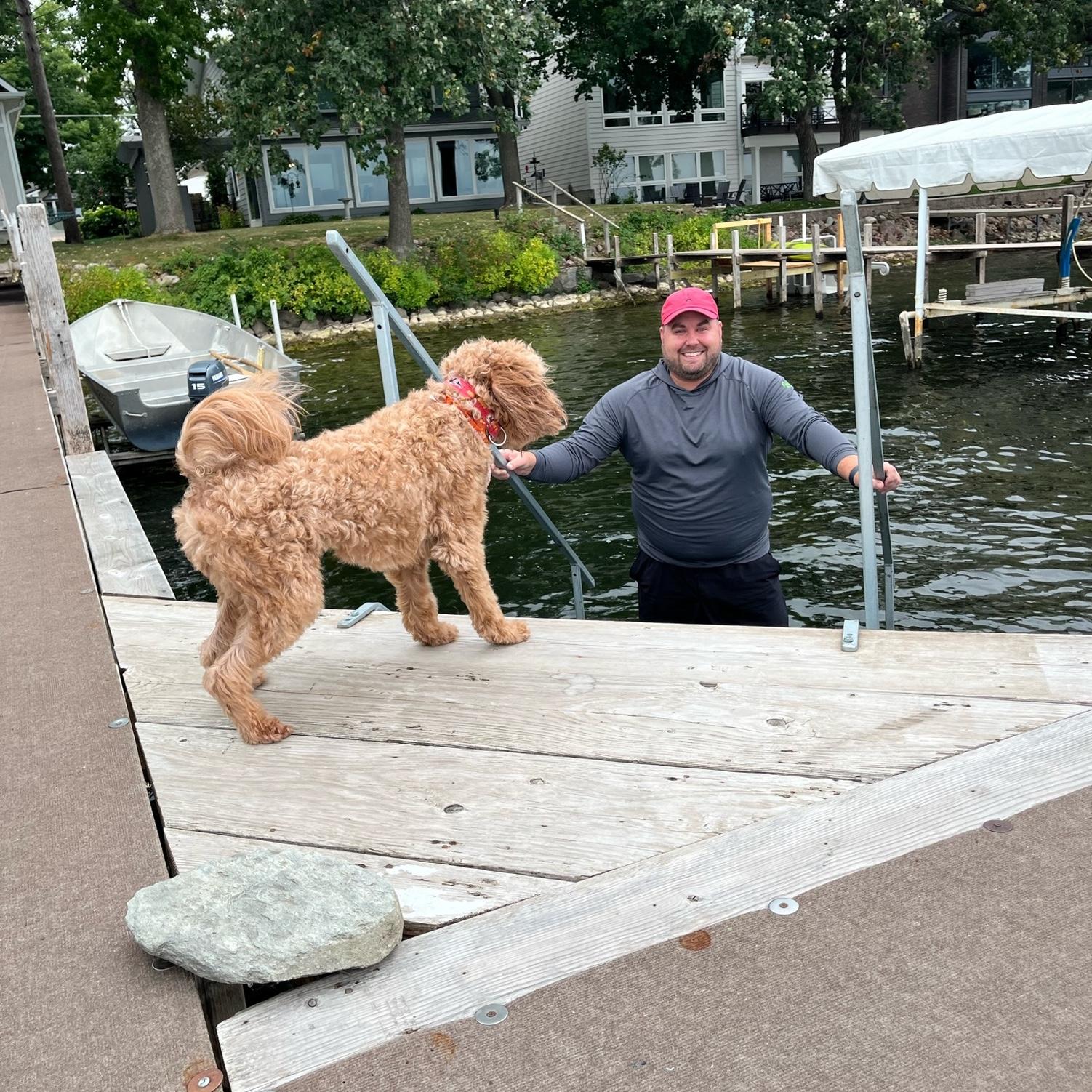 Jay's first time in the lake - brr!