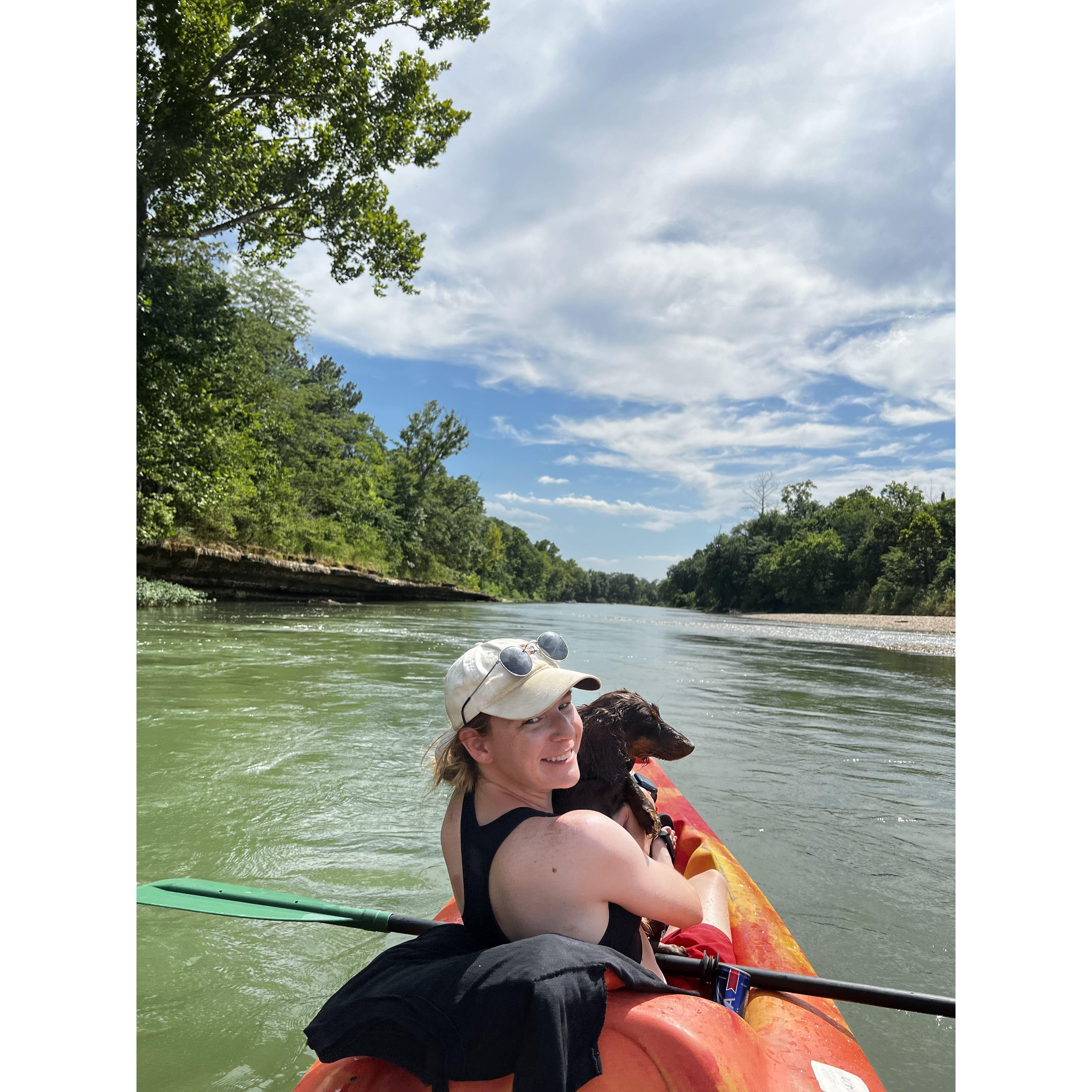 floating the Illinois River with our Dachshund Dottie