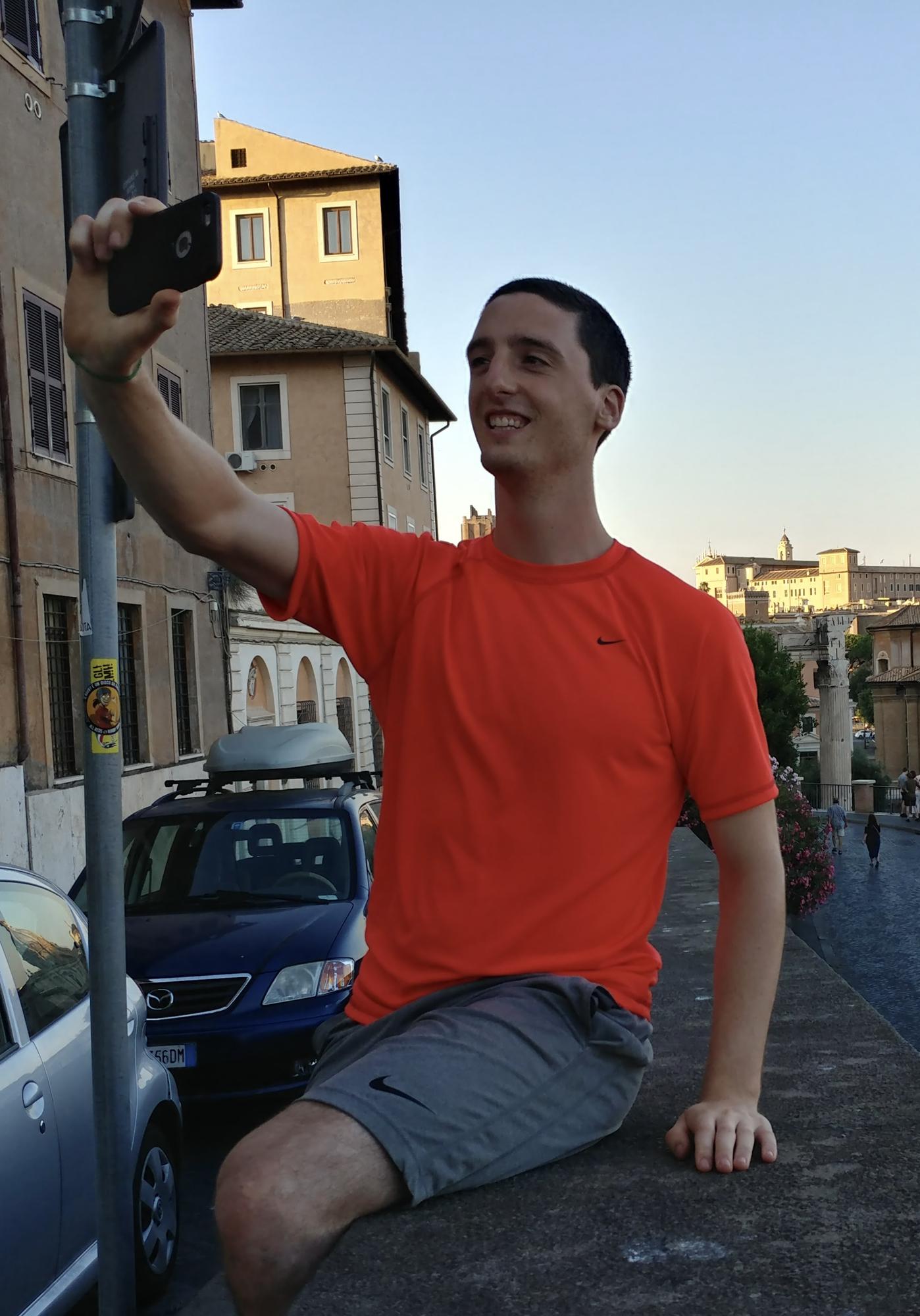 Jon taking a selfie with Siena, June 2017
