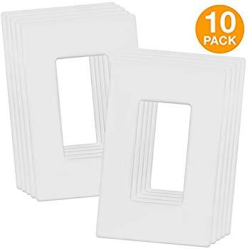 Enerlites SI8831-W-10PCS Screwless Decorator Wall Plates Child Safe Outlet Covers, 1-Gang Standard Size, Unbreakable Polycarbonate Thermoplastic, White (10 Pack)