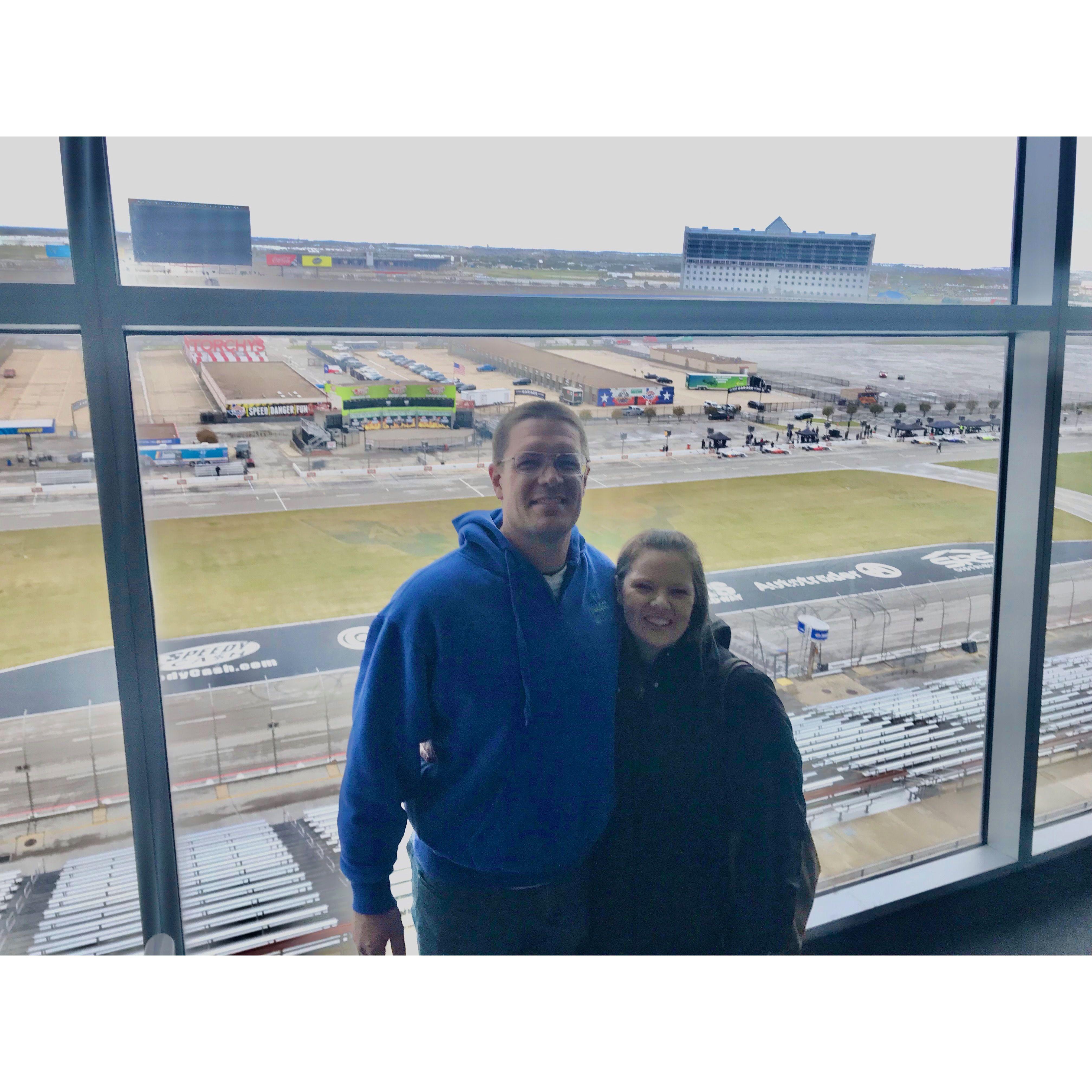 November 2022 - after talking for a couple of month, Neal arranged his first visit to come see Joy in Texas. We were able to tour the Texas Motor Speedway, which we both enjoyed!
(our 1st photo)