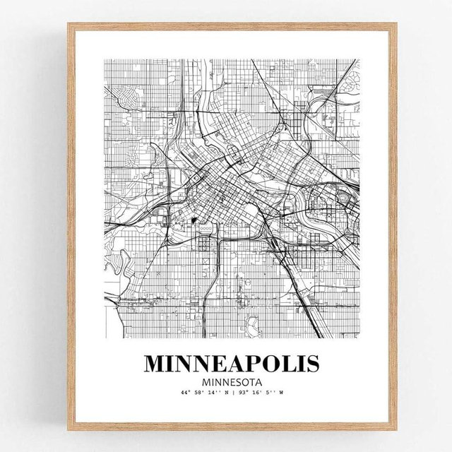 Eleville 8X10 Unframed Minneapolis Minnesota City View Abstract Road Modern Map Art Print Poster Wall Office Home Decor Minimalist Line Art Hometown Housewarming wgn407