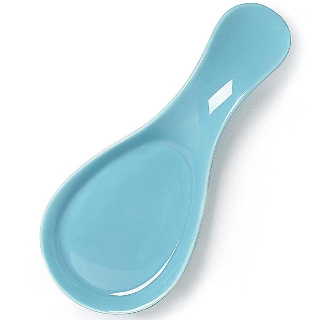 GDCZ Porcelain Spoon Rest - Large Spoon Holder Utensil Rest for Kitchen Counter Stove Top, Dishwasher Safe (Turquoise)