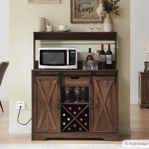 Vehorn 39.4''W Kitchen Sideboard&Farmhouse Coffee Bar Cabinet - Brown