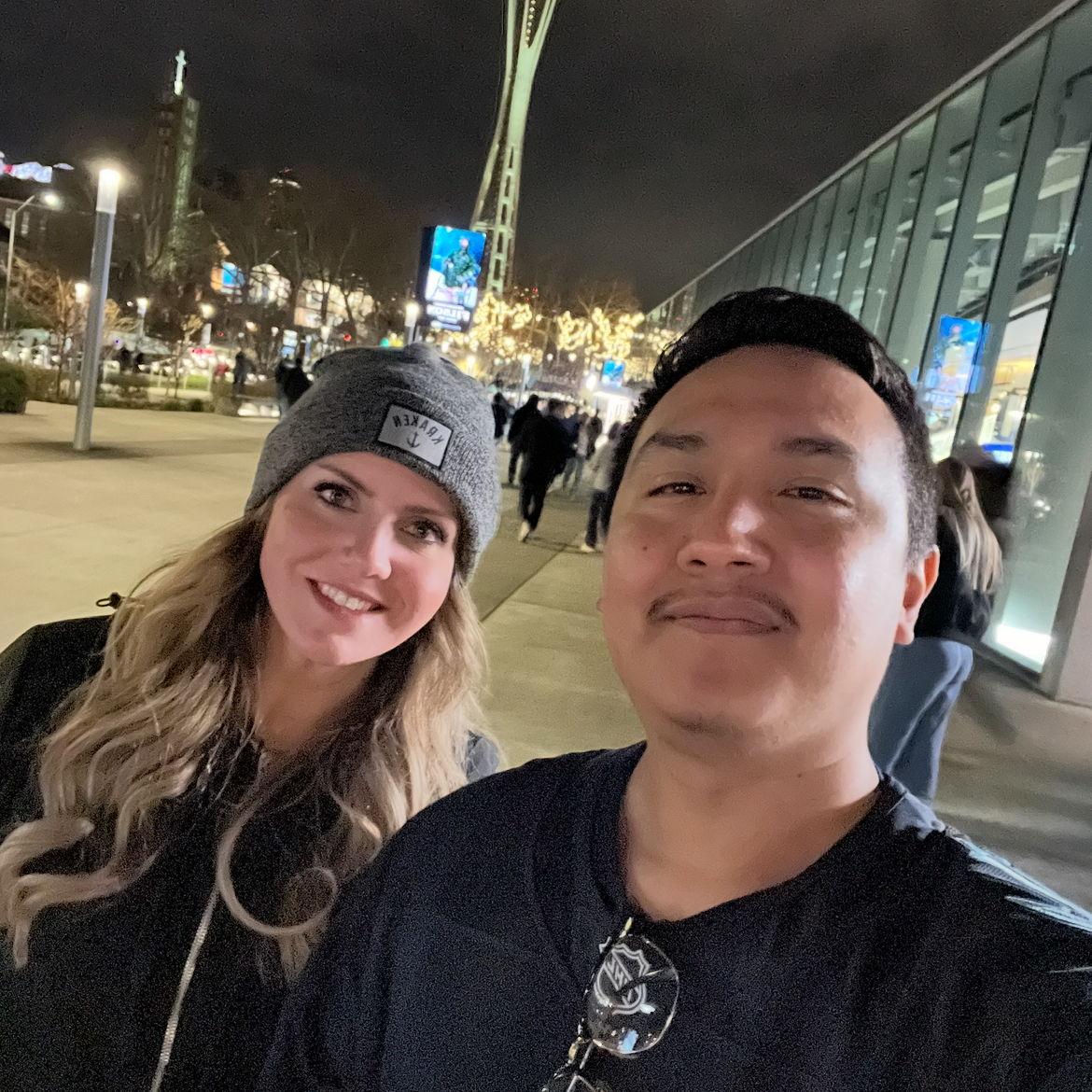 Every time we go to a Kraken hockey game we take a picture in front of the Space Needle. We have about 6 photos and counting!
