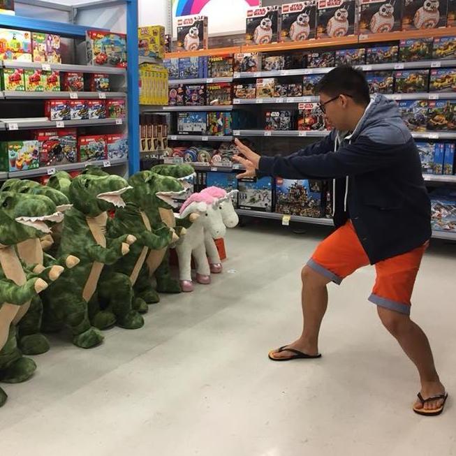Kmart ventures after a night of Jurassic World 2... clearly you can tell who is the funny one in this relationship.