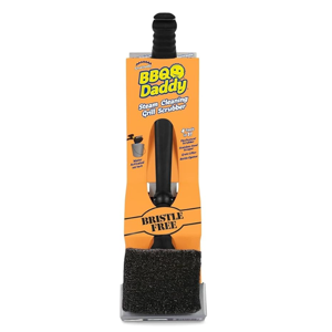 Scrub Daddy BBQ Daddy Grill Brush for Outdoor Grill - Bristle Free Grill Brush with Steel Grill Scraper + Scrub Brush - Temperature Controlled Scrubbing Power for Grill Cleaning (1 Count)