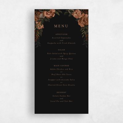 Black Wedding Menu - Juniper