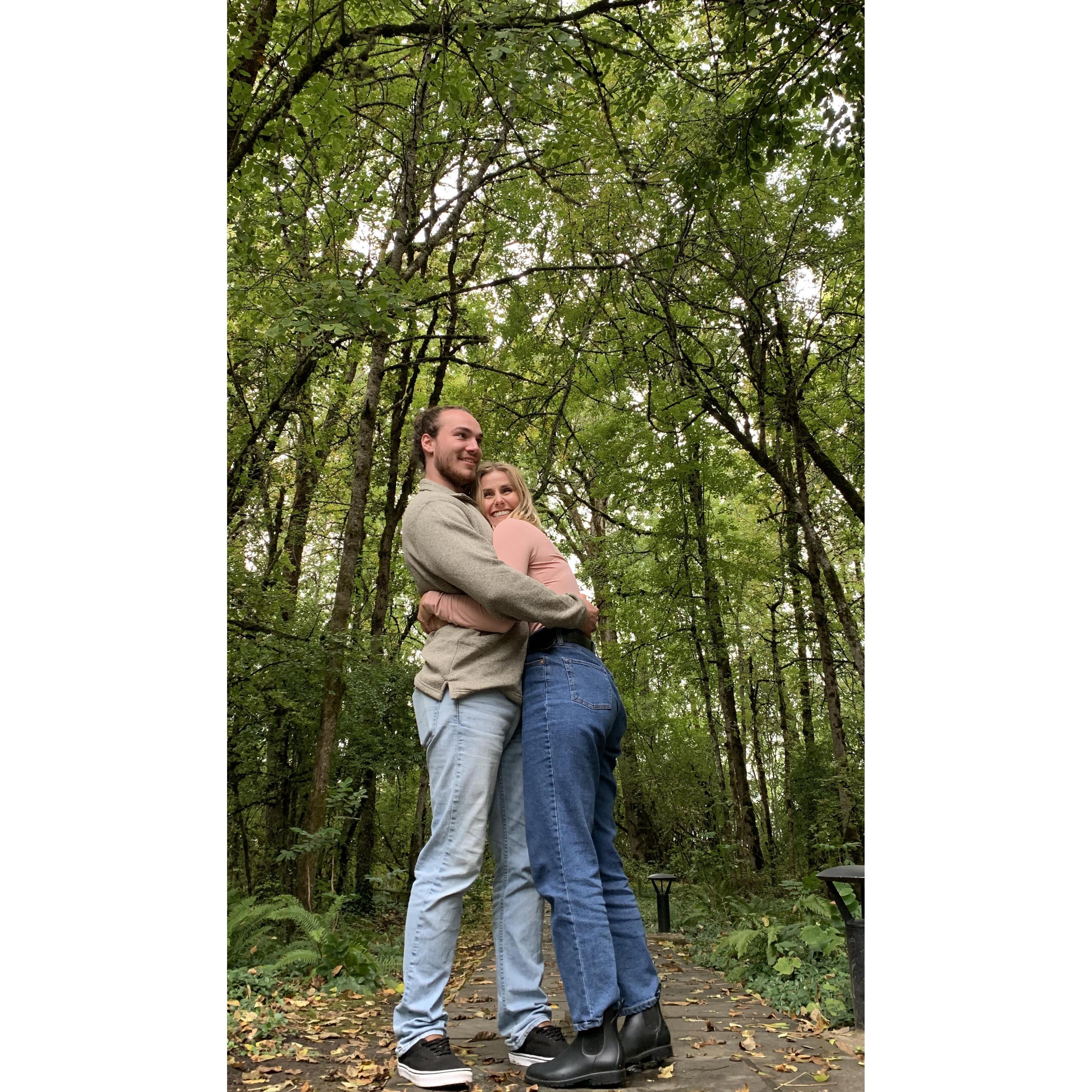 Julia found this pretty spot for us to take a picture. Funny enough, Carissa's brain really thought that she was trying to film us because Jonah was proposing? lol