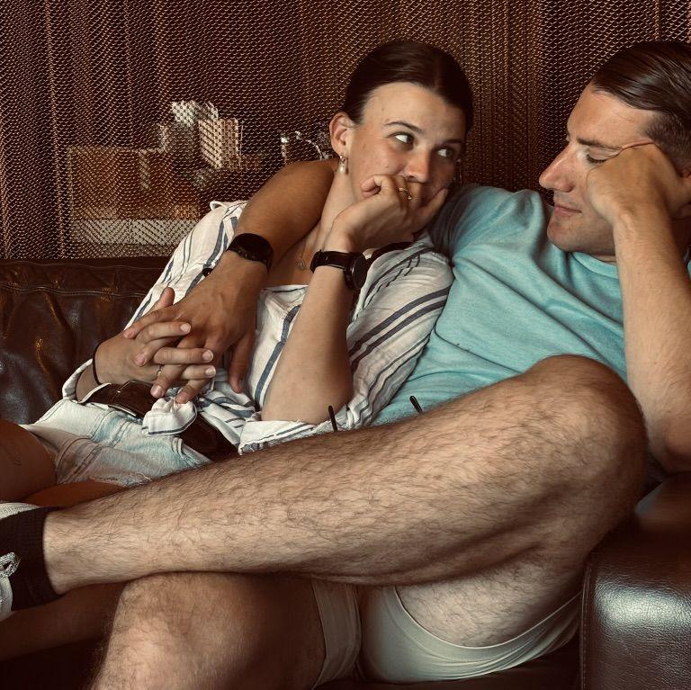 Even though only one of us likes coffee - we still look good in a coffee shop