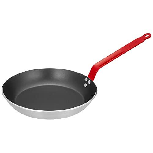 CHOC Round Non-stick Aluminum Fry Pan 3 mm Thick 12.5-Inch Red Handle