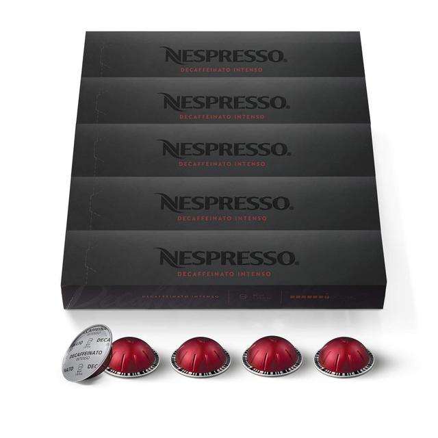 Nespresso Capsules VertuoLine, Decaffeinato Intenso ,Medium Roast Espresso Coffee, Brews 1.35oz, 10 Count (Pack of 5)