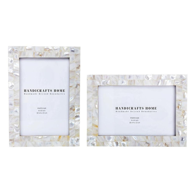 4x6 Picture Frames Pack of 2 – Mother of Pearl Collection Handcrafted Photo Frames, Perfect for Wall & Tabletop Display, Ideal Home Decor Gift